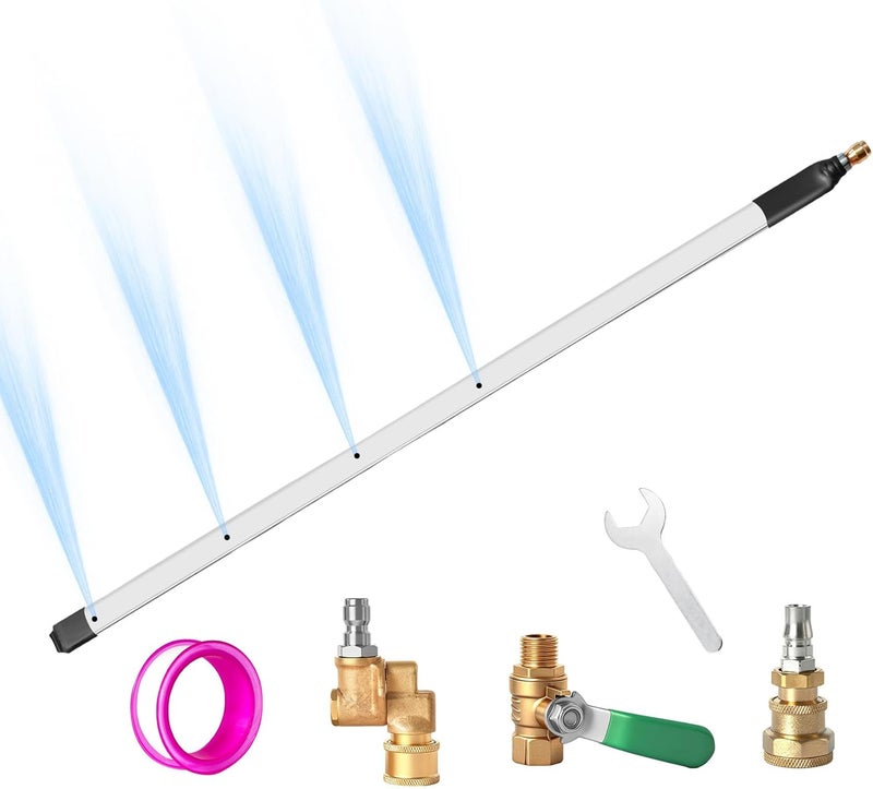 OSUTEER 24” Radiator Cleaning Wand - 4500 PSI Water & Air Dual-Use Tool for Pressure Washers. Includes 180° Fan Nozzle, Quick Connect Couplers & Brush for Cars, Trucks, Heavy Equipment - Image 1
